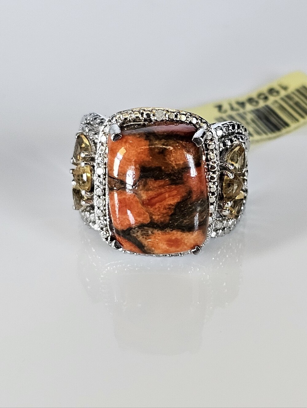 Chuck Clemency Jasper & Citrine Ring Platinum/14k/925 Sz 6! New - Picture 2 of 12